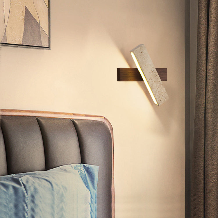Japanese Wood Rotatable Rectangular LED Wall Sconce Lamp