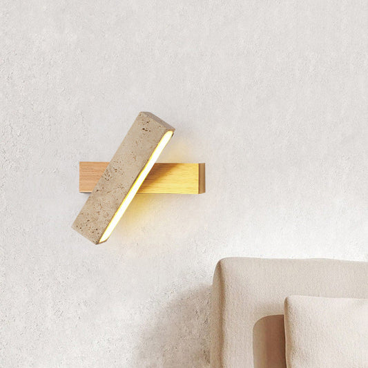 Japanese Wood Rotatable Rectangular LED Wall Sconce Lamp