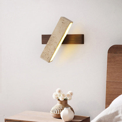 Japanese Wood Rotatable Rectangular LED Wall Sconce Lamp