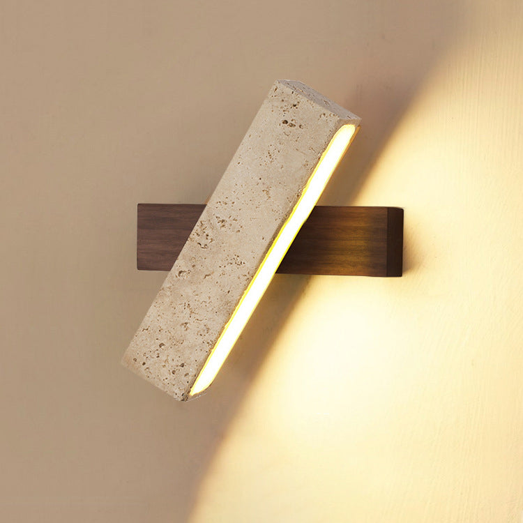 Japanese Wood Rotatable Rectangular LED Wall Sconce Lamp