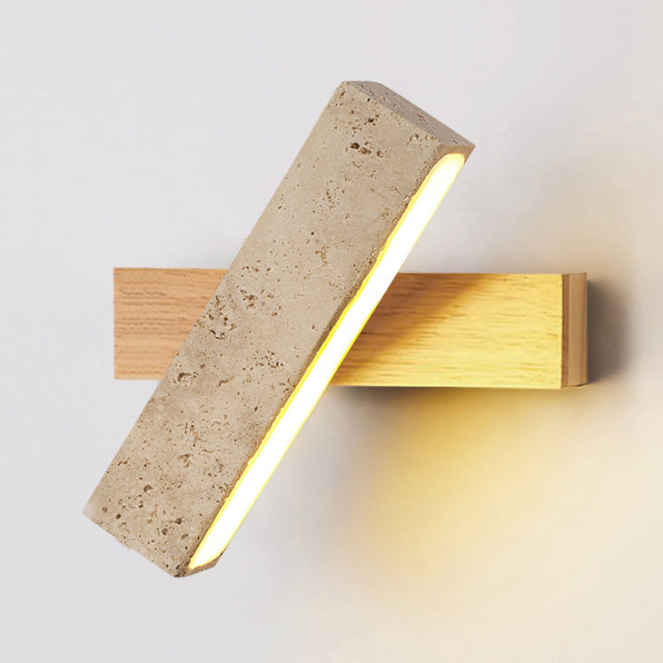 Japanese Wood Rotatable Rectangular LED Wall Sconce Lamp