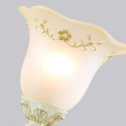 European Resin Glass Floral Carved 1-Light Wall Sconce Lamp
