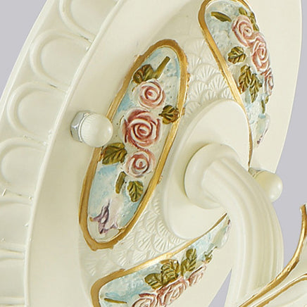 European Resin Glass Floral Carved 1-Light Wall Sconce Lamp