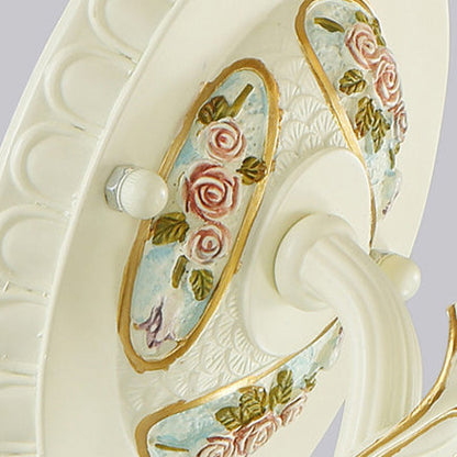 European Resin Glass Floral Carved 1-Light Wall Sconce Lamp