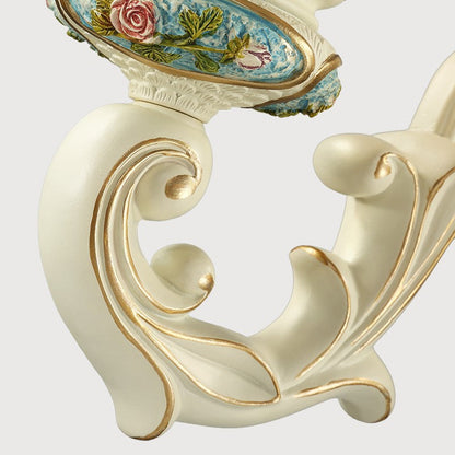 European Resin Glass Floral Carved 1-Light Wall Sconce Lamp