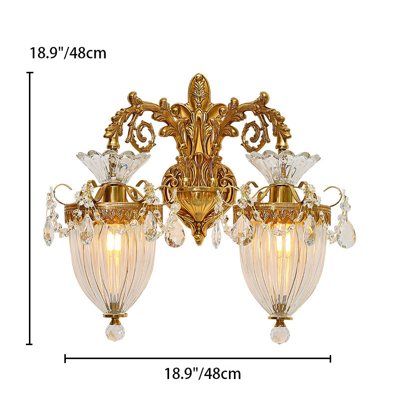 Alloy Teardrop-Shaped Carved 1/2 Light Wall Sconce Lamp