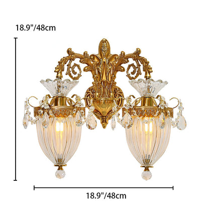 Alloy Teardrop-Shaped Carved 1/2 Light Wall Sconce Lamp