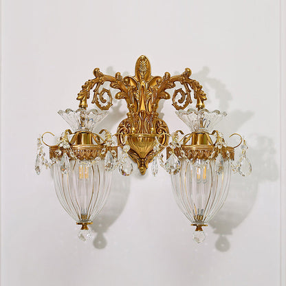 Alloy Teardrop-Shaped Carved 1/2 Light Wall Sconce Lamp