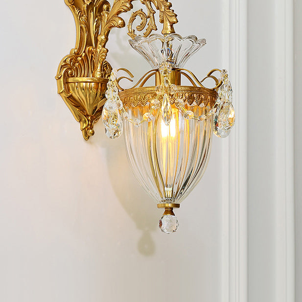 Alloy Teardrop-Shaped Carved 1/2 Light Wall Sconce Lamp