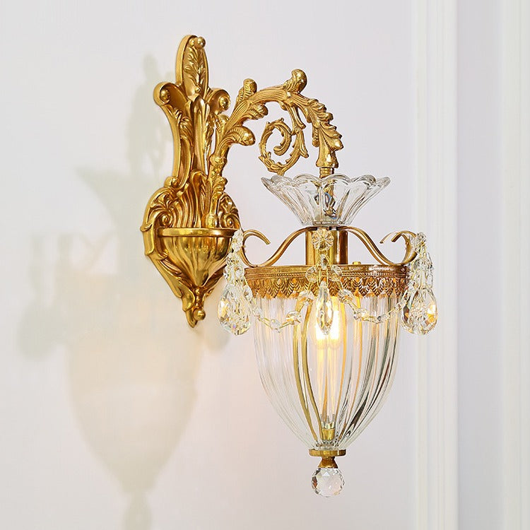 Alloy Teardrop-Shaped Carved 1/2 Light Wall Sconce Lamp