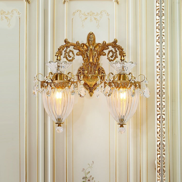 Alloy Teardrop-Shaped Carved 1/2 Light Wall Sconce Lamp