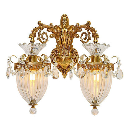 Alloy Teardrop-Shaped Carved 1/2 Light Wall Sconce Lamp