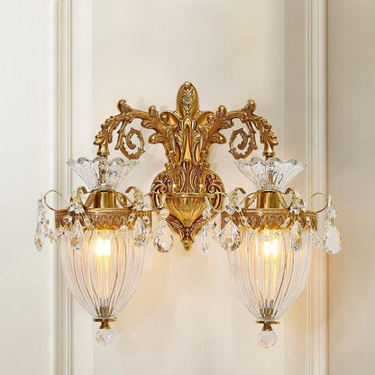 Alloy Teardrop-Shaped Carved 1/2 Light Wall Sconce Lamp