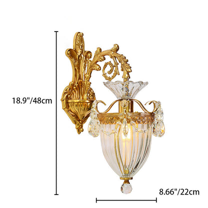 Alloy Teardrop-Shaped Carved 1/2 Light Wall Sconce Lamp