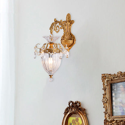 Alloy Teardrop-Shaped Carved 1/2 Light Wall Sconce Lamp