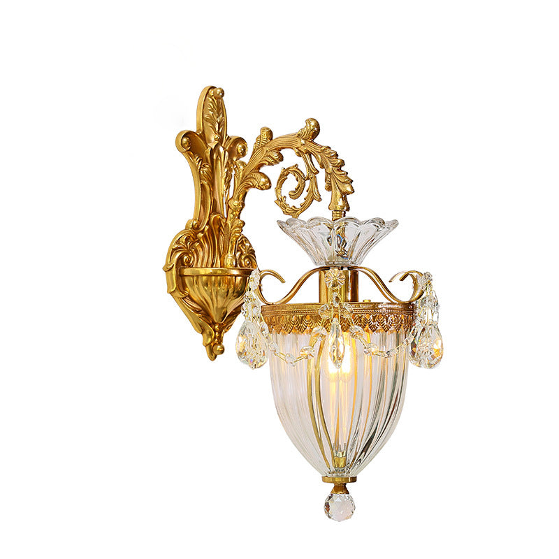 Alloy Teardrop-Shaped Carved 1/2 Light Wall Sconce Lamp