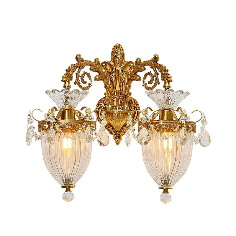 Alloy Teardrop-Shaped Carved 1/2 Light Wall Sconce Lamp