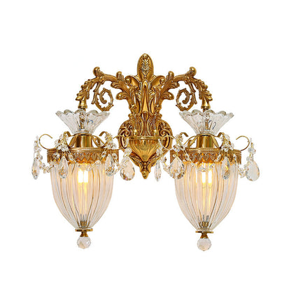 Alloy Teardrop-Shaped Carved 1/2 Light Wall Sconce Lamp