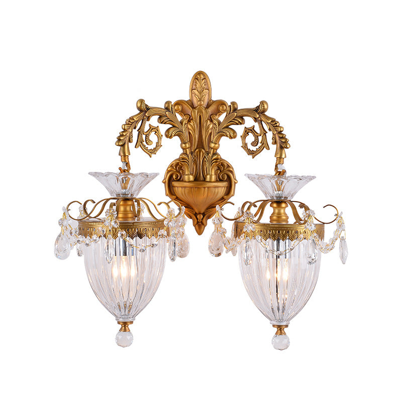 Alloy Teardrop-Shaped Carved 1/2 Light Wall Sconce Lamp
