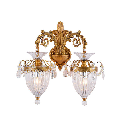 Alloy Teardrop-Shaped Carved 1/2 Light Wall Sconce Lamp