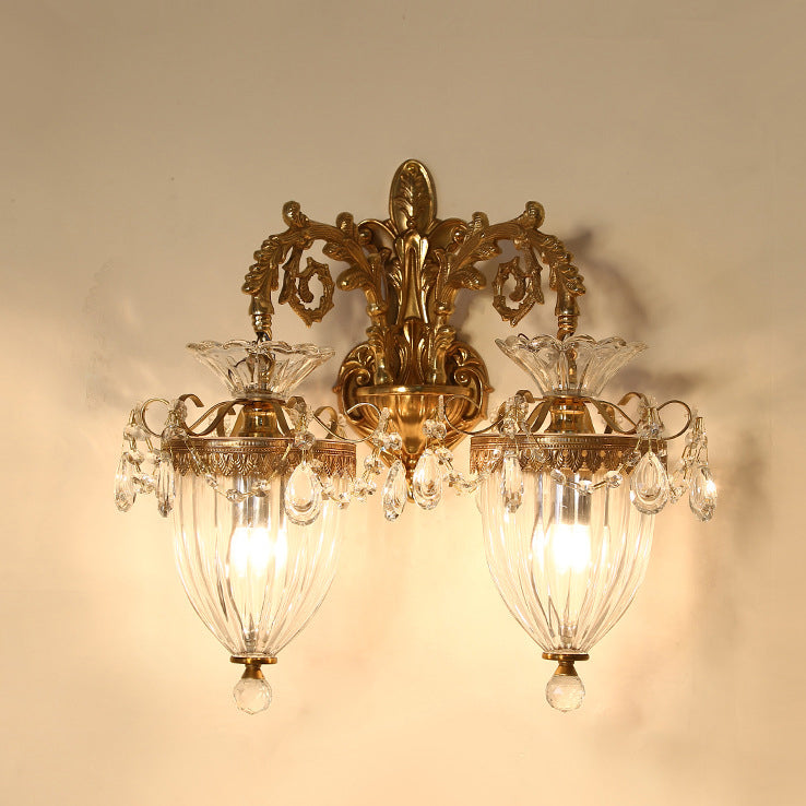 Alloy Teardrop-Shaped Carved 1/2 Light Wall Sconce Lamp