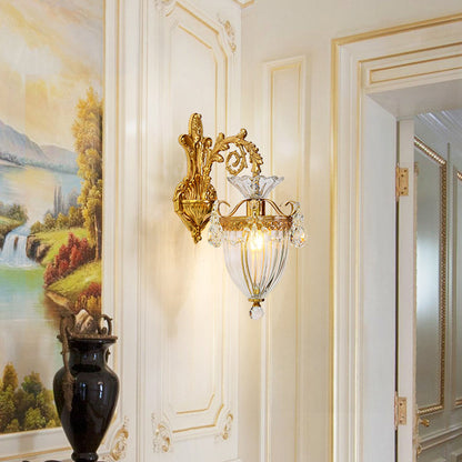 Alloy Teardrop-Shaped Carved 1/2 Light Wall Sconce Lamp