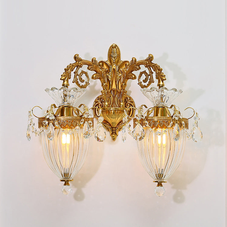 Alloy Teardrop-Shaped Carved 1/2 Light Wall Sconce Lamp