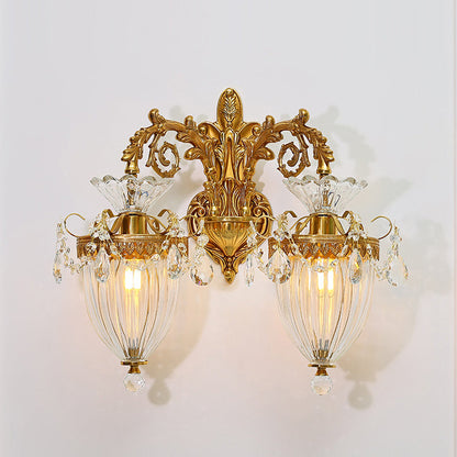 Alloy Teardrop-Shaped Carved 1/2 Light Wall Sconce Lamp