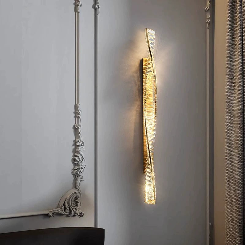 Luxury Metal Crystal Strip DNA Helix LED Wall Sconce Lamp
