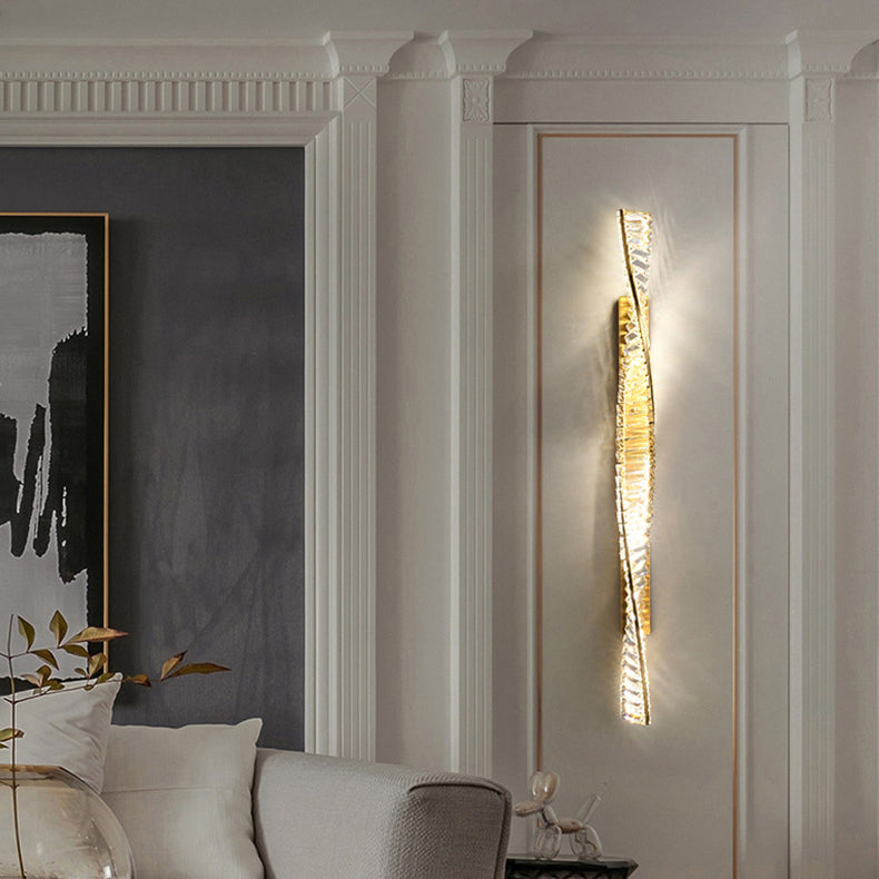 Luxury Metal Crystal Strip DNA Helix LED Wall Sconce Lamp