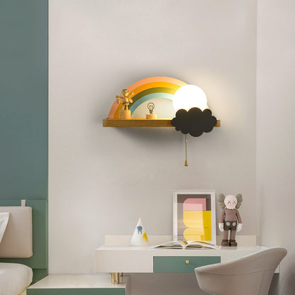 Scandinavian Ball With Shelf 1-Light Wall Sconce Lamp