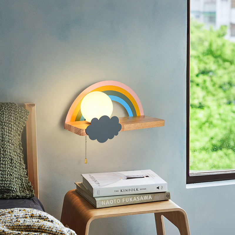 Scandinavian Ball With Shelf 1-Light Wall Sconce Lamp