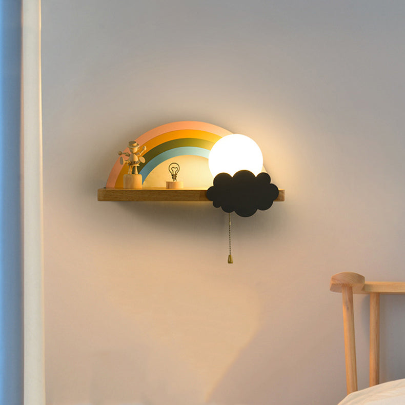 Scandinavian Ball With Shelf 1-Light Wall Sconce Lamp