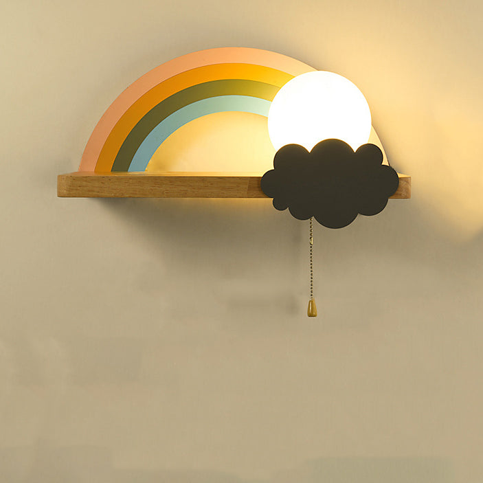 Scandinavian Ball With Shelf 1-Light Wall Sconce Lamp