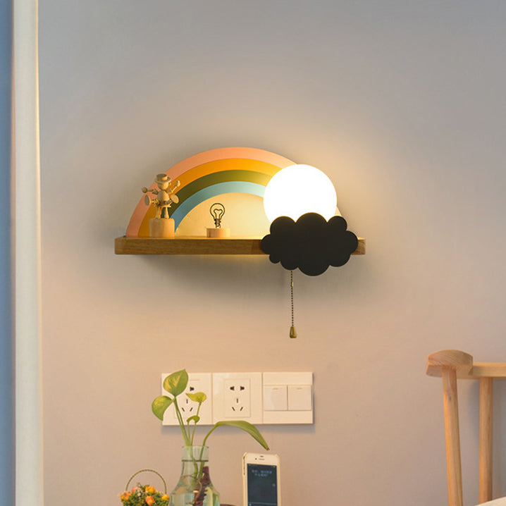 Scandinavian Ball With Shelf 1-Light Wall Sconce Lamp