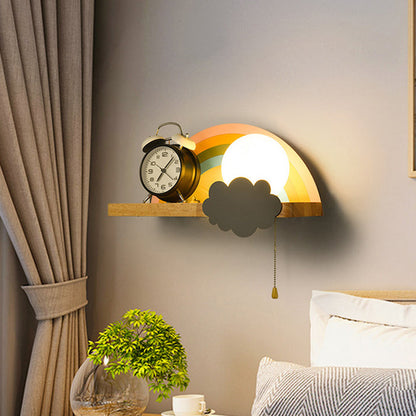 Scandinavian Ball With Shelf 1-Light Wall Sconce Lamp