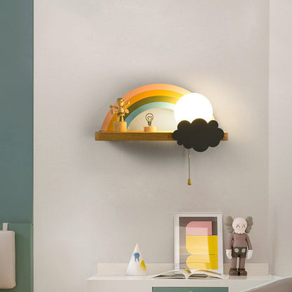 Scandinavian Ball With Shelf 1-Light Wall Sconce Lamp