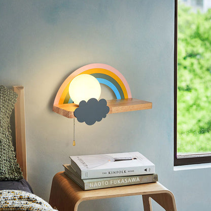 Scandinavian Ball With Shelf 1-Light Wall Sconce Lamp