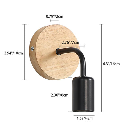 Modern Simplicity Iron Wood Bulb 1-Light Wall Sconce Lamp