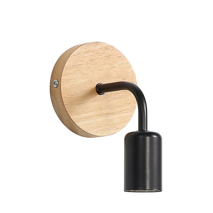Modern Simplicity Iron Wood Bulb 1-Light Wall Sconce Lamp