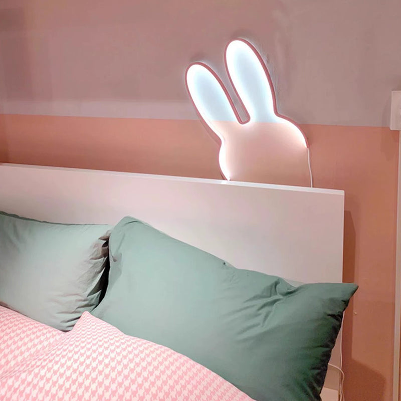 Kids Metal USB Bunny Ear Hanging LED Wall Sconce Lamp