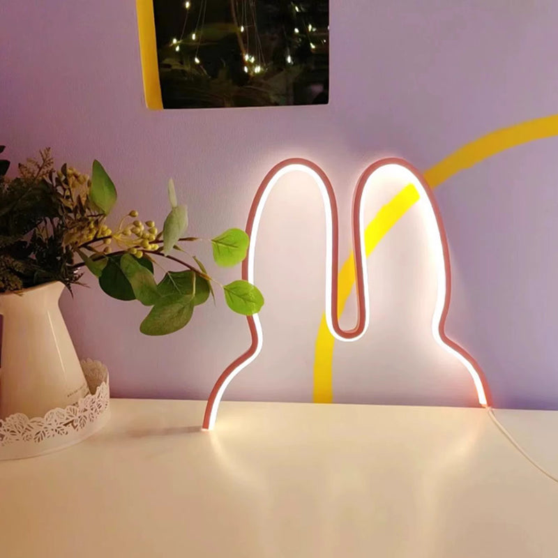 Kids Metal USB Bunny Ear Hanging LED Wall Sconce Lamp