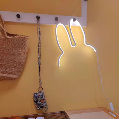Kids Metal USB Bunny Ear Hanging LED Wall Sconce Lamp