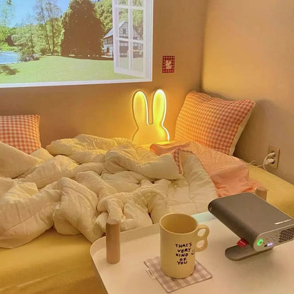 Kids Metal USB Bunny Ear Hanging LED Wall Sconce Lamp