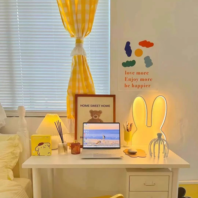 Kids Metal USB Bunny Ear Hanging LED Wall Sconce Lamp