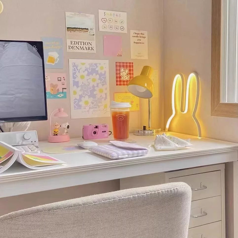 Kids Metal USB Bunny Ear Hanging LED Wall Sconce Lamp