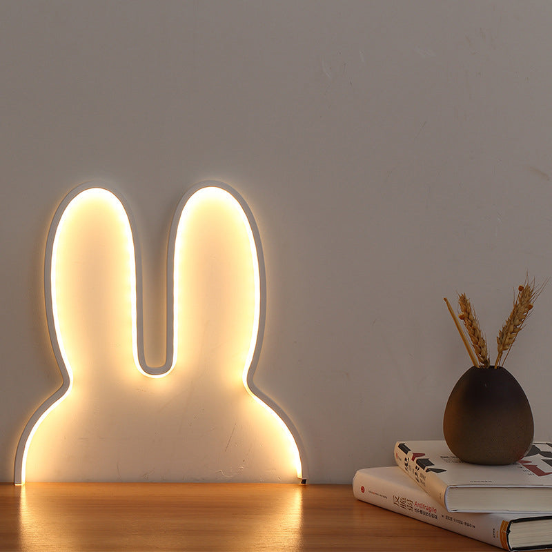 Kids Metal USB Bunny Ear Hanging LED Wall Sconce Lamp
