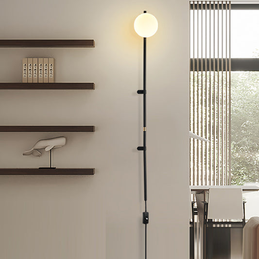 Ball Hardware Glass Ball Long Pole 1-Light Wall Sconce Lamp