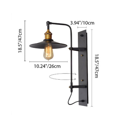 Industrial Iron Rotatable Conic 1-Light Wall Sconce Lamp