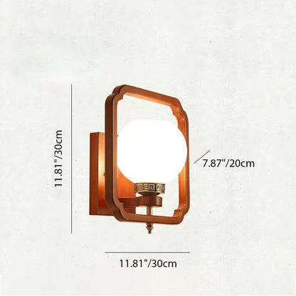 Chinese Flower Square Round Bird 1-Light Wall Sconce Lamp